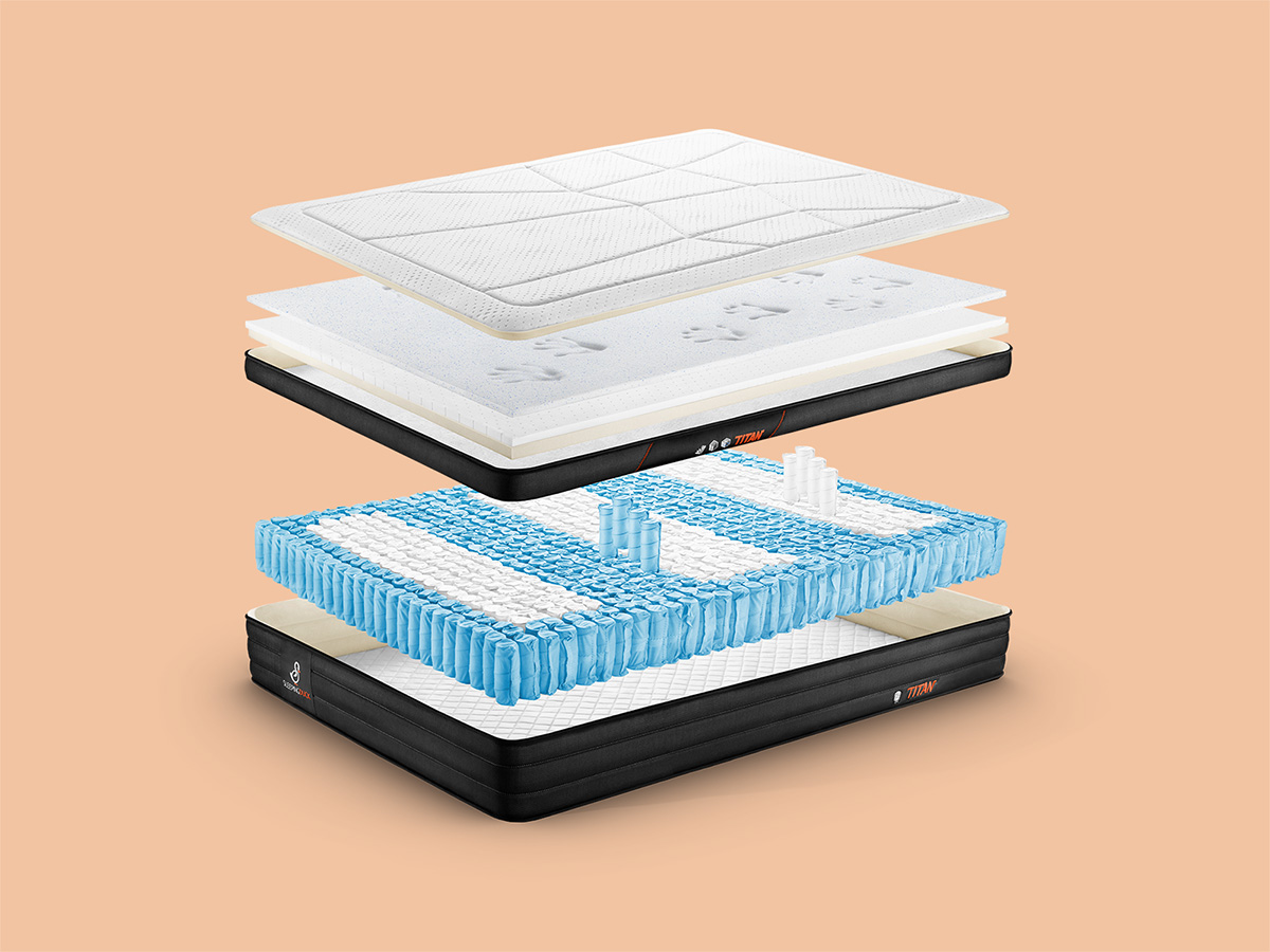 Industrial design of the Sleeping Duck mattress range, including the award-winning Titan, the Halo and the Odyssey.